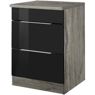 kochstation Kochfeldumbauschrank KS-Brindisi 60 x 60 x 85 cm Schwarz