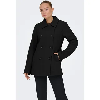 Kurzmantel ONLY "ONLBLAKE PEACOAT CC OTW", Damen, Gr. L, schwarz (schwarz detail:schwarz button), Web, Obermaterial: 100% Polyester, unifarben, hüftbedeckend, Mäntel Kurzmantel, Kunstfaser