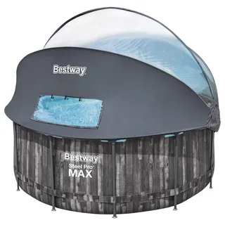 Bestway Pool SET Power Steel 5619K , Dunkelgrau , Metall, Kunststoff, Glas , Holzoptik , 122 cm , RoHS , Freizeit & Co, Pools & Wasserspass, Aufstellpools