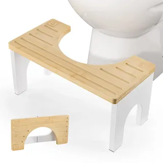 Benkstein Toilettenhocker Erwachsene - Holz - Klohocker - Toilette Bambus - Tritthocker - klappbar - WC Hocker
