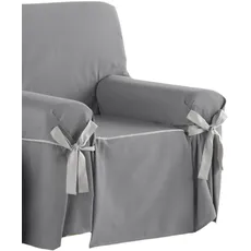 Estoralis Beret Sofabezug, mit Schleifen, modernes Design, Jaquard-Stoff, Farbe: Anthrazit, für Sessel oder Relax, 1-Sitzer, Stoffgröße (80 bis 110 cm), Bezug für alle Arten von Sofas