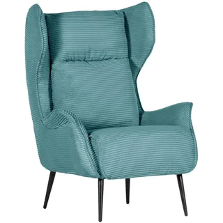 Landscape Ohrensessel , Türkis , Textil , 83x106x89 cm , Stoffauswahl, erweiterbar (Typenauswahl) , Wohnzimmer, Sessel, Ohrensessel
