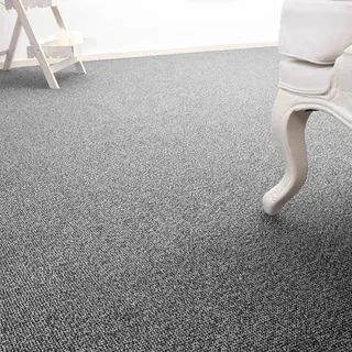 Andiamo Teppichboden »Carlos, Feinschlinge, Made in Netherlands« rechteckig 6,5 mm Höhe melierte Optik, Breite 400 cm oder 500 cm, strapazierfähig, grau