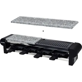 Syntrox Raclette-Set Thurga für 4 Personen mit Grillplatte & heißem Stein, 600 W - Schwarz