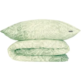Schiesser Bettwäscheset Claire | 2-teilig | Paisley | Renforcé | 100 % Baumwolle | Reißverschluss | 135x200cm + 80x80cm | Grün - Grün