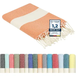 furora Holiday Strandtuch groß 100x200 cm: Baumwolle, leicht lang dünn kompakt - Premium Qualität | Hamamtuch Saunatuch, Fouta Strandhandtuch XXL | Damen & Herren Badetuch Stranddecke Picknickdecke