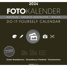 Foto-Bastelkalender schwarz 2024 - Do it yourself calendar 21x22 cm - datiert - Kreativkalender - Foto-Kalender - Alpha Edition