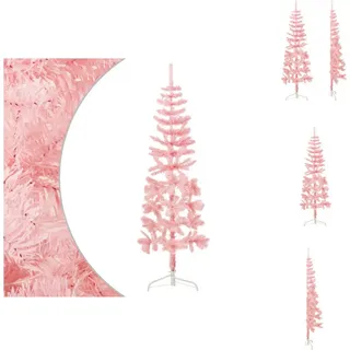 vidaXL Künstlicher Halb-Weihnachtsbaum mit Ständer Schlank Rosa 180 cm - Weihnachtsbäume - Rosa