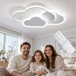 YUEEU Kinderzimmer Lampe Decke 52CM Dimmbar LED Deckenleuchte Wolkelampe | Deckenlampe für Kinder Schlafzimmer Kinderlampe Wolke Kinderzimmelampe mit Fernbedienung 3000K-6000K Babyzimmer 42W
