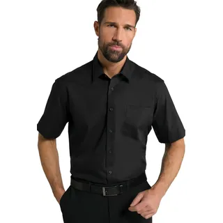 JP 1880 Herren Bügelfrei Uni 1/2 Arm Hemd, Schwarz, 3XL EU
