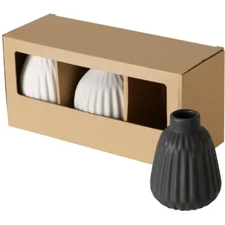 BOLTZE Vase Esko (3 TLG., Farbe Grau/Schwarz/Weiß, aus Porzellan, Matt, Höhe 11 cm, Ø 8 cm, Rund, Handgearbeitet, Wasserfest, Minimalistisches Design, Blumenvase, Dekoration) 2050587