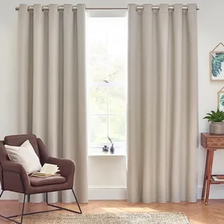 furn. Dawn Textured Blackout Ösenschals - Thermisch Gefüttertes Paar (Leinen, Breite 229 x Länge 229cm)