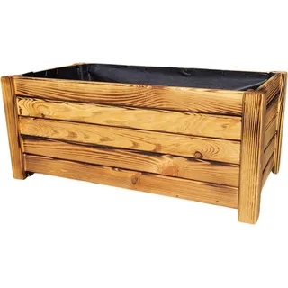 Weeco Holz-Blumenkasten mit erhöhtem Sockel, rechteckige Pflanzkiste aus Naturholz, montiert, Braun – Balkon- und Gartendekor - Braun