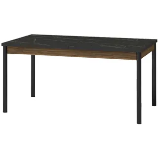 beautysofa Piano 160 x 77 x 90 cm Mattschwarz/Warmia-Nussbaum