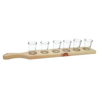 Zirbenleiste für Schnaps mit sechs Gläsern 40.10-023 - Naturbelassen
