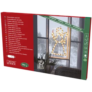 Konstsmide LED Fenstersilhouette, Engel, 50 warm weiße Dioden, 230V, Innen, weißes Kabel - 2173-010
