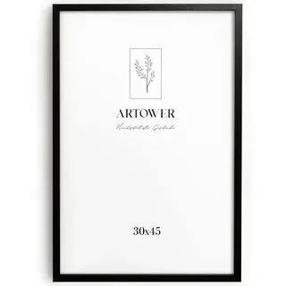Artower® Bilderrahmen für 30 x 45 cm Schwarz Holz Dünner Rahmen | Posterrahmen Groß für Collage | Picture Frame Black Wood 30x45cm | Holzbilderrahmen Poster Rahmen Echtholz