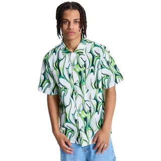 Kurzarmhemd DC SHOES "Full On Resort", Herren, Gr. L, US-Größen, liquid fuego weiß, Obermaterial: 87% Microfaser, 13% Polyamid;, Hemden Kurzarmhemd