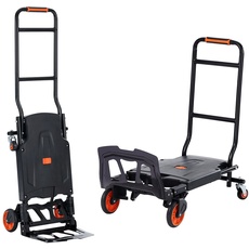 VEVOR 2-in-1 Sackkarre Klappbar 136kg Tragfähigkeit Transportkarre Aluminiumlegierung & Kohlenstoffstahl Sackkarre ⇋ Plattformwagen Trolley für Lade- & Transportaufgaben im Innen- & Außenbereich