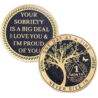 One Month Nüchternheit Münze AA Chips und Medaillons Baum des Lebens Recovery Münzen 30 Tage Jahrestag Token Nüchternheit Geschenke für Männer Frauen Alkoholiker Anonyme Geschenke