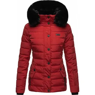 Navahoo Damen Winter Jacke Stepp Winterjacke Kunstfell Gefüttert Kapuze Milianaa Red Gr. 36- S - Weiß