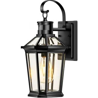 VIANIS Außenlampe mit Bewegungsmelder, Moderne Wandleuchte Aussen Schwarz, Robuste Wetterfest Aussenlaterne aus Aluminium, Aussenbeleuchtung Hauswand, Hausbeleuchtung Außen für Eingang, Garage Veranda