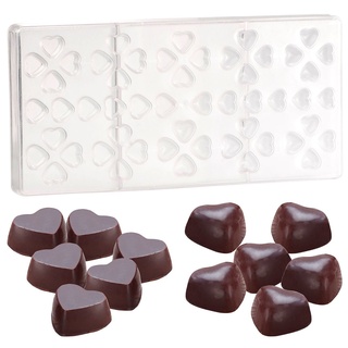 Rosenstein & Söhne Pralinenform: 3D Schokoladen-Gussformen-Set Herzen (Pralinenform Polycarbonat, Polycarbonat Formen Schokolade, Schokobrunnen)