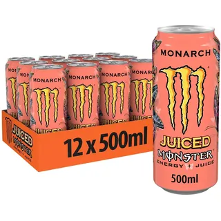 Monster Energy Monarch - koffeinhaltiger Energy Drink mit fruchtigem Geschmack aus Pfirsich und Nektarine - in praktischen Einweg Dosen (12 x 500 ml)