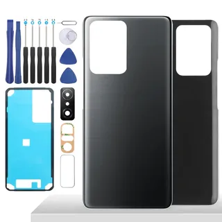 YHX-OU 6.67'' Schwarz Akkudeckel für Xiaomi 11T 5G/ 11T Pro 5G Rückseite Glas Backcover Back Ersatz Reparatur Rückabdeckungen Set mit Kameraobjektiv + Werkzeug
