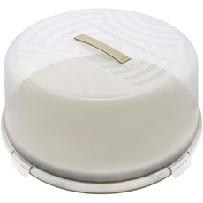 BranQ Home essential Joy runder Kuchenbehälter mit hoher Abdeckung und mit praktischem Tragegriff, Kunststoff (PP) BPA-frei, Salbeifarbe/transparent, 334x156 mm