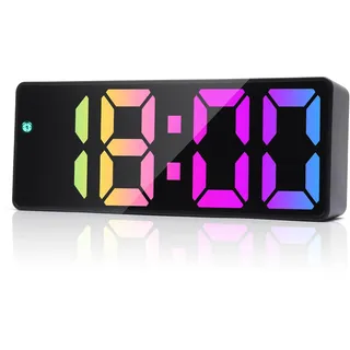 HENGBIRD LED Wecker Digital mit Großen Zahlen, Spiegel Digitaler Wecker mit Snooze, Helligkeit Regelbar, Sprachsteuerung, Batterie/USB Typ-C, Moderne Nachttisch Uhr für Schlafzimmer Kinder Senioren