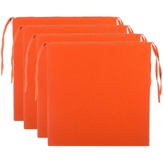 Brandsseller Sitzkissen Stuhlkissen Sitzauflage Stuhlauflage - Uni Farben mit 4 Kordelbändern für sicheren Halt (4er-Vorteilspaket, Orange)