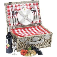 Lovergreen Picknick Motiv Picknickkorb für vier Personen Marly rot und weiß