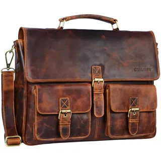 STILORD Victor Vintage Aktentasche Herren Leder Moderne Businesstasche für große A4 Aktenordner XL Umhängetasche 15.6 Zoll mit Dreifachtrenner aus echtem Leder Farbe:Kara - Cognac