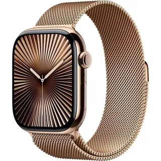 Watch Series 10 GPS + Cellular 42 mm Titangehäuse gold, Milanaise Armband gold