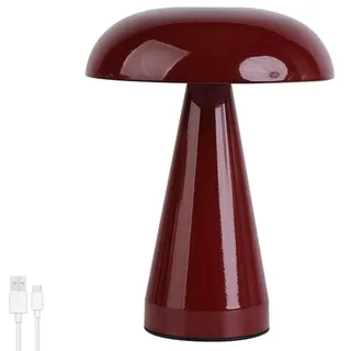 LOGT Pilz Tischlampe Kabellos Akku Pilzlampe USB Aufladbar Batterie Pilz Lampe Dimmbar mit Touch Control Tischleuchte Innen und Außen Flowerpot Lampe für Schlafzimmer Kinderzimmer Camping,Rot