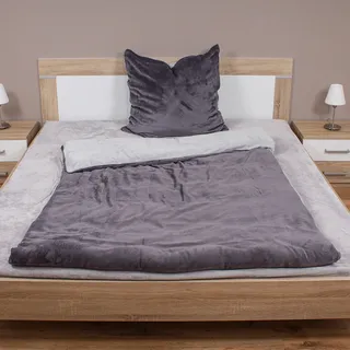2tg Cashmere Touch Wende-Bettwäsche Uni Grau/Anthrazit - Grau