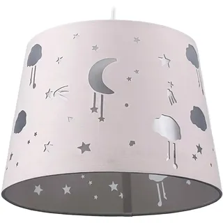 Relaxdays Hängelampe Kinderzimmer, Abendhimmel, HxD: 130 x 27 cm, Pendellampe für Mädchen & Junge, Kinderlampe, rosa
