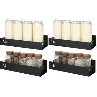Cozary 2 Stück Magnetisches Regal, Gewürzregal Magnetisch, Schwarzes Kühlschrankregal, Gewürzregal für Küche Badezimmer Balkon, Magnetisch, Keine Bohrlöcher Erforderlich, Rostschutz (Packung mit 2)