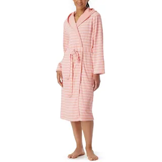 Schiesser Damen Bademantel Mit Kapuze Frottee 110 Cm Länge - Baumwolle Gemustert, Rosé_181535, M EU