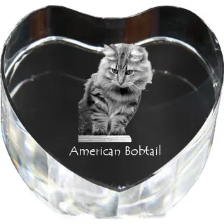 Amerikanisch Bobtail - Kristalluhr mit Katzenbild, Herzregal-Uhr, personalisierte Standuhr von Art-Dog.