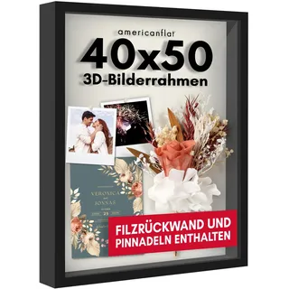 Americanflat Bilderrahmen 3D Schwarz 40x50 cm 2er Set