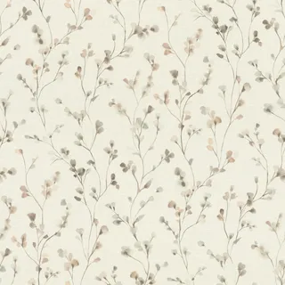 Rasch Textil Rasch Tapete 486131 - Helle Vliestapete mit kleinen Blumen in Beige und Taupe in Aquarelloptik aus der Kollektion Country Charme