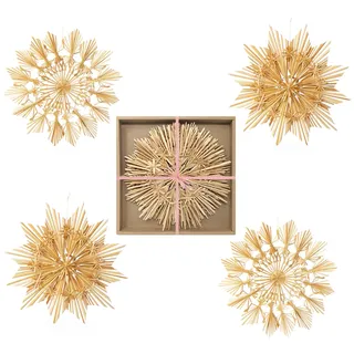 COM-FOUR COM-FOUR® 4X Großes Strohstern-Set - XXL Fensterschmuck aus Stroh - Strohsterne in 2 Ausführungen - natürlicher Christbaum-Schmuck - 26cm/28cm