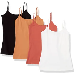 Amazon Essentials Damen Slim-fit Camisole 4-Pack Caramel/Terrakotta/Weiß, X-Small