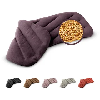 LESCHI XXL Körnerkissen für Mikrowelle (50x20 cm), 100% Bio Baumwolle und Bio Weizen, 8 Kammer Wärmekissen, Lila, anschmiegsames Getreidekissen ideal als Wärmespender für Bauch Rücken Nacken Schulter