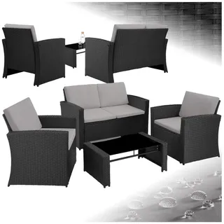 Tectake Jesolo Rattan Lounge-Set für 4 Personen schwarz/grau
