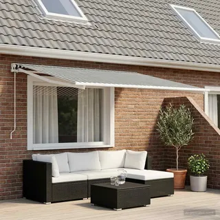 vidaXL Markisenersatzstoff Anthrazit und Weiß 300 x 250 cm Polyester - Grau
