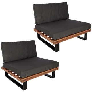 Mendler 2er-Set Lounge-Sessel HWC-H54, Garten-Sessel, Spun Poly Akazie Holz Alu braun, Po