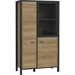 Forte Vitrine High Rock 86,3 x 40,2 x 152,3 cm Schwarz/Riviera Eiche